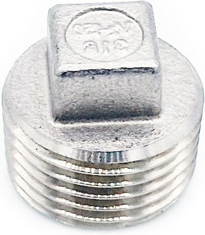 Vierkante Hoofdstop - Mannelijke Plug - Leiding Afsluiten - Roestvrij Staal - G1/2 Inch - Zilverkleurig