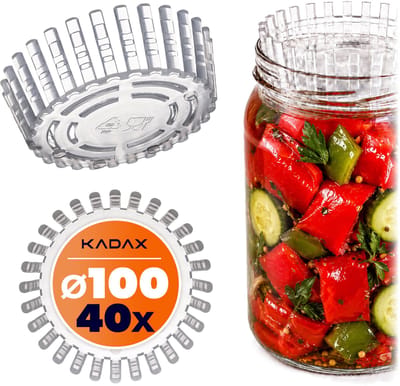 KADAX gistgewichten – set van 40 stuks | Gistingshulp van 100 mm voor TO100-inmaakpotten | Gistingsinzetstuk voor zuurkool, kimchi en augurken