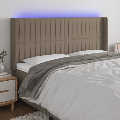 vidaXL - Hoofdbord - LED - 183x16x118/128 - cm - stof - taupe