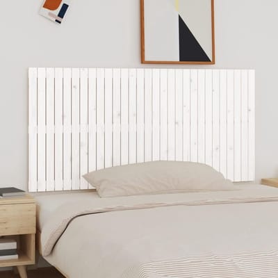 Hoofdbord voor muur - Bedachterwand - Rugsteun geven - Massief grenenhout - 185 cm breed - Wit