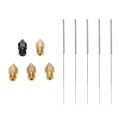 Kit de 20 buses en laiton compatible avec l'imprimante 3D CR10 0,2 mm 0,4 mm 0,6 mm 0,8 mm Buse d'extrudeuse d'imprimante 3D avec nettoyage