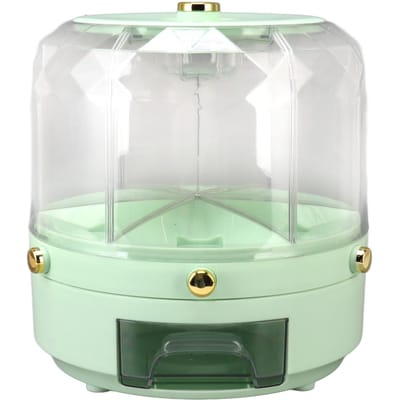 Boîte de Rangement Rotative pour Céréales 6 Compartiments 6KG Distributeur de Riz Rotatif à 360 Degrés pour Riz Haricots Céréales vert