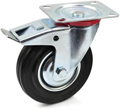 GEKO Zwenkwiel met rem - staal en rubber - 125 mm - 100 kg draagvermogen