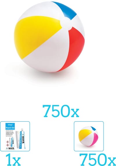 Intex Opblaasbare Strandbal Glossy - Medium - 51 cm - 59020NP - Diameter 51 cm inclusief Strandbal (750 stuks) en Reparatiesetje