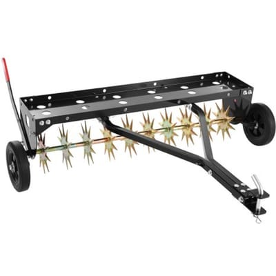 VEVOR Gazonbeluchter voor Zitmaaiers, 1 M, Beluchter voor Gazons met Een Werkdiepte van 5 cm en Wielen, Stalen Gazonbeluchter voor Zitmaaiers, Gazonverzorging, Draagvermogen van 54 Kg, voor Verdichte Grond, Tuin, Zwart