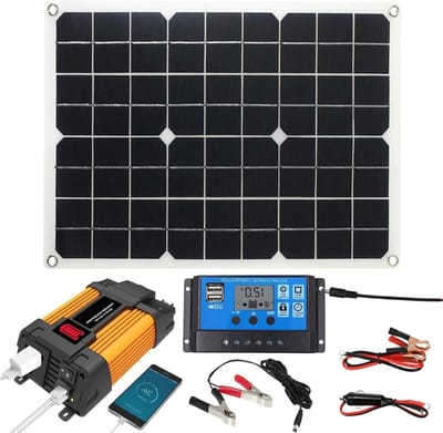 Zonnepaneel Starterset - Energie Systeem - Off-Grid Stroom - Met Laadregelaar - 18W Paneel - Zwart