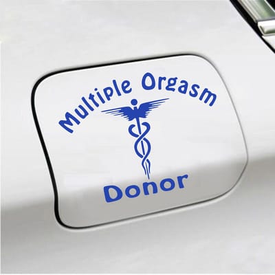Bumpersticker - Multiple Orgasm Donor - 11,1 X 14,8 - Blauw
