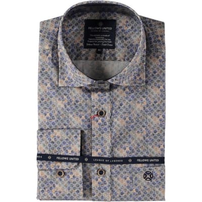 Fellows United - Lange mouw overhemd - Mannen - 3XL - Blauw - Katoen - 52.6501