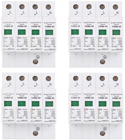 Dailygoods - Surge Protector - 4P - Veilige bescherming - Wit - 40KA - Voor elektrische installaties - Voor binnengebruik