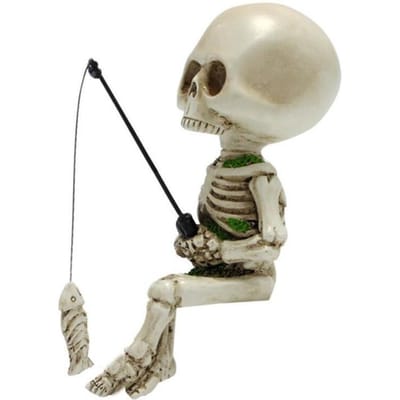 Grappige Kleine Schedel Vissende Zitter Hars Beeldjes Ornamenten voor Huis Tuin Decor