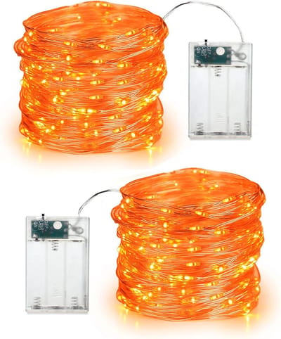 Halloween Lichtjes - Oranje Lichten - Feestdecoratie - Flexibel Zilver Draad - 59 m 60 LED - Oranje
