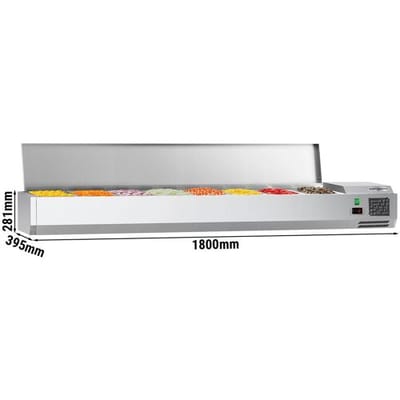 GGM Gastro Kühlaufsatzvitrine ECO - 1800x395mm - 8x GN 1/3 Zilver