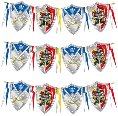 Ridder thema vlaggenlijn - 3x - kinder verjaardag feestje - 6 meter - kunststof - feestversiering