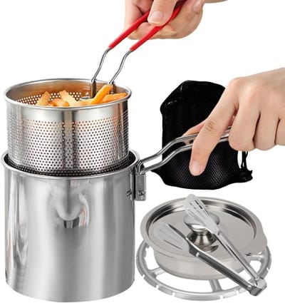 Roestvrijstalen Frituurpan - Kleine Friteuse - Thuis Frituren - Compact Ontwerp - 12 Liter - Zilverkleurig