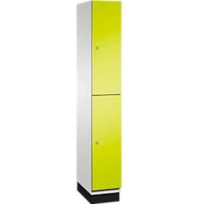 C+P Dubbele kast Cambio, 1 vak, 2 vakken, met plint, B 300 x D 525 x H 1980 mm, lichtgrijs/kleedgroen