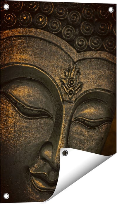 Gards Tuinposter Boeddha Beeld met Wierook - 40x60 cm - Tuindoek - Tuindecoratie - Wanddecoratie buiten - Tuinschilderij