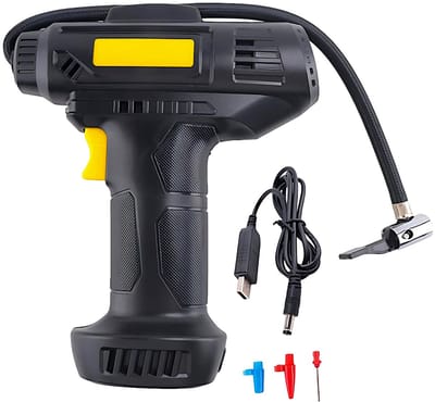 Banden Pomp Auto - Bandenpomp Compressor - Fietspomp met Drukmeter - Fietspomp Elektrisch - Draadloos - Oplaadbaar - 7.4V