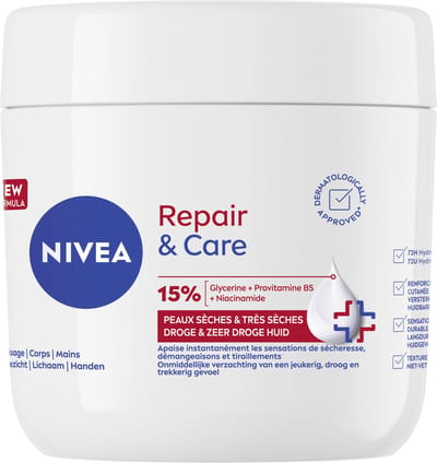 NIVEA intensieve lichaamscrème voor herstel en verzorging - 12% glycerine + vitamine E - barrièrecrème voor zeer droge en ruwe huid - 400 ml