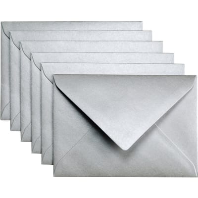 Envelop Papicolor C6 114x162mm metallic zilver pak à 6 stuks