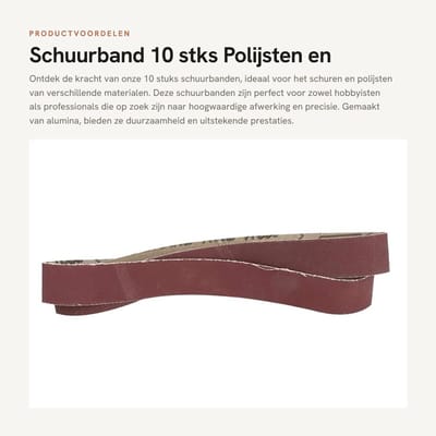 Dailygoods- Schuurband 1000 Grit - Schuurband 30 mm - Schuurband 533 mm - Alumina - Set van 10 - Voor slijpen en ontbramen - Schuurpapier