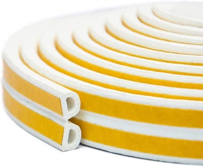 Zelfklevende tochtstrip voor deuren en ramen, type D, tegen koude tocht, geluidsisolatie, waterdicht en stofdicht (20 meter, wit)