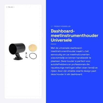 Dailygoods- Dashboard Houder Universele Montage - Meetinstrumenthouder - Kunststof - Zwart - Inclusief Installatieaccessoires - 2 Inch (52 mm)