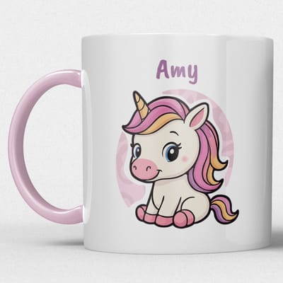 kindermok/kinderbeker | gepersonaliseerd met naam | met eenhoorn | roze | Schattige illustraties