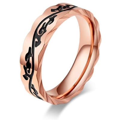 Chinese Stijl Yin Patroon Titanium Staal Ring Retro Patroon Enkele Ring beige