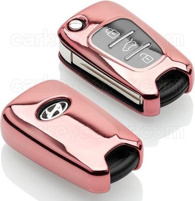 Autosleutel Hoesje geschikt voor Kia - SleutelCover - TPU Autosleutel Cover - Sleutelhoesje Rose Goud Hoogglans