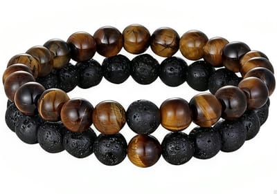 Kralen Armband - Bruin / Lava - Natuursteen - Armbanden Heren Dames - Kralenarmband - Papa Cadeau Voor Mannen - Vaderdag