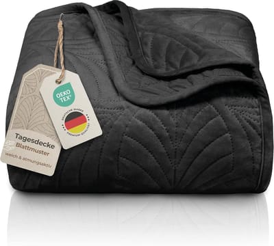 Premium sprei - Decoratieve deken - Bed en bank - Naadloze stiksels - 220x240 cm - Zwart
