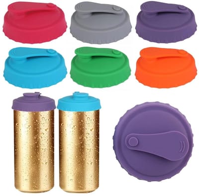 Daity Siliconen deksels voor blikjes frisdrank - herbruikbare deksels voor potten van siliconen - potstoppers of beschermers voor frisdrank - bier, dranken, sap, cola, dranken - past op standaard blikjes (6-pack，diverse)