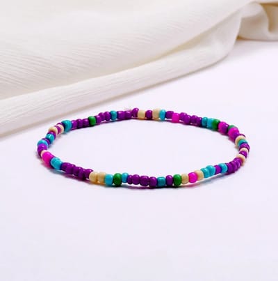 Leerella Schitterende Kralen Enkelband Kleurmix1 CLR35- Perfect Cadeau voor Verjaardagen, Valentijnsdag, Moederdag & Meer! Kies uit 17 Prachtige Kleur Opties!" 21cm