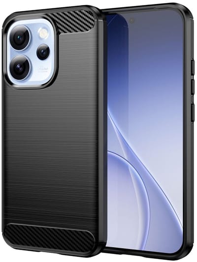 Geborsteld TPU Hoesje Geschikt voor Oppo Reno 15 Pro - Beschermhoes - Back Cover - Case Flexibel TPU - Stijlvol Carbon - Dun - Zwart