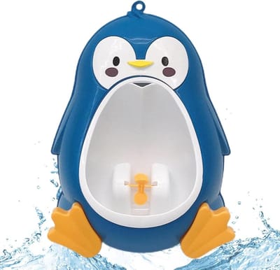 Peuter Urinoir - Kinder Plaspotje - Zindelijkheidstraining - Pinguïn Vorm - 37.7 x 33.1 x 14.6 cm - Blauw