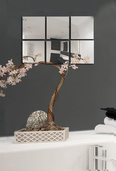 6 Zelfklevende Spiegeltegels voor Wandmontage