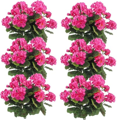 Kunstbloemen Geraniums - Nep bloemen - Buiten decoreren - Weerbestendig ontwerp - 35 cm - Rozerood