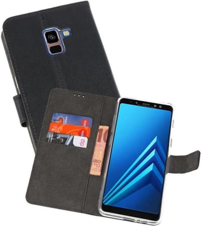 Booktype Telefoonhoesjes - Bookcase Hoesje - Wallet Case - Geschikt voor Galaxy A8 Plus 2018 - Zwart