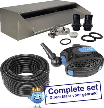 Aquaking RVS Waterval 80 cm Complete Set Incl. Vijverpomp, Waterslang & RVS Slangklem - Vijverpomp - Elektrische Pomp - Vijver - Waterval - Vijverpomp voor in Vijver