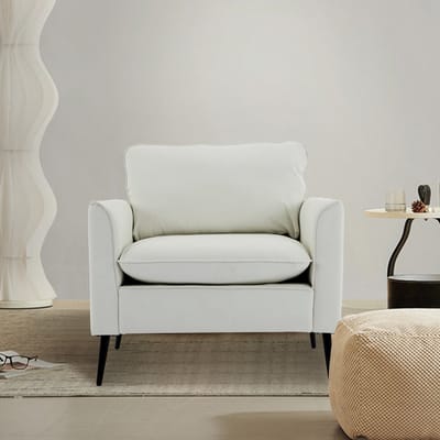 MODFU Fauteuil - Ademend En Slijtvast - Modern - Voor Woonkamer - Kunstleer - Wit