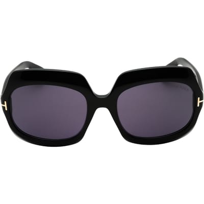 Tom Ford Glanzend Zwarte Oversized Zonnebril In Rookkleur