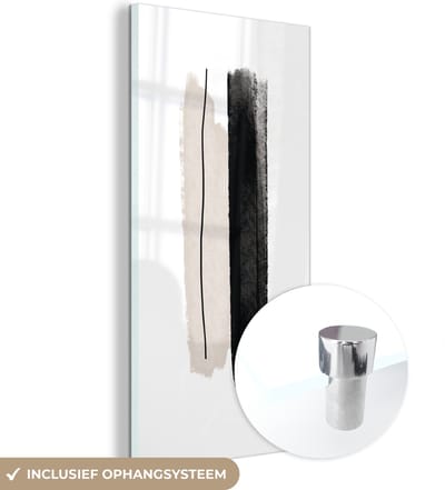 MuchoWow® Glasschilderij 60x120 cm - Schilderij acrylglas - Lijn - Design - Pastel - Foto op glas - Schilderijen
