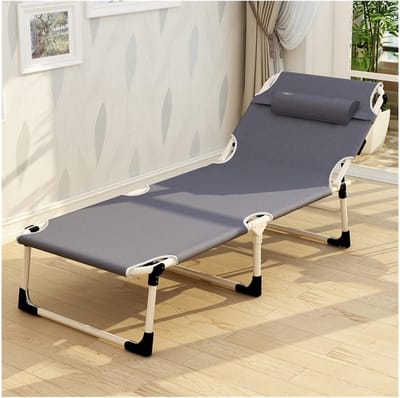 Opvouwbare ligstoel - Draagbare zonnebank - Ontspannen buiten - Verstelbare 4-positie rugleuning - 194x68x30cm - Met kussen