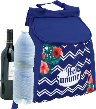 Koeltas rugtas/rugzak blauw met zomer print 30 x 19 x 34 cm 12 liter - Koeltassen - Koelrugzak