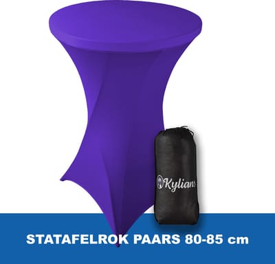 Statafelrok Paars – 2 jaar garantie met Opbergtas - ∅ 80-85 x 110 cm - Statafelhoes - Luxe Extra Dikke Stretch Sta Tafelrok voor Statafel – Kras- en Kreukvrije Hoes