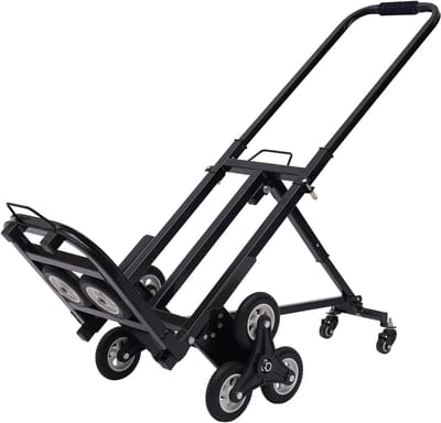 Zware steekwagen - Inklapbare transportkar - Zware spullen vervoeren - Trapklimmer met 10 wielen - Tot 150 kg - Zwart