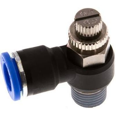 L-stuk Regelventiel 10 mm - R1/4'' Regeling-Uit Messing/Nylon