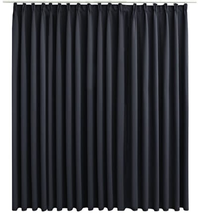 Gordijn verduisterend met haken 290x245 cm zwart