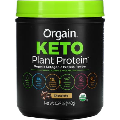 Orgain, Keto, Poudre de Protéines Végétales Biologiques, Chocolat, 0,97 lb (440g)