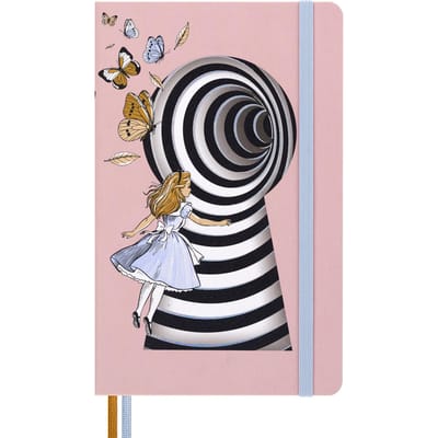 Moleskine x Alice in Wonderland Groot Formaat x LEAL02QP060 Notitieboek, (13cm 21cm), Gevoerd, Roze, roze